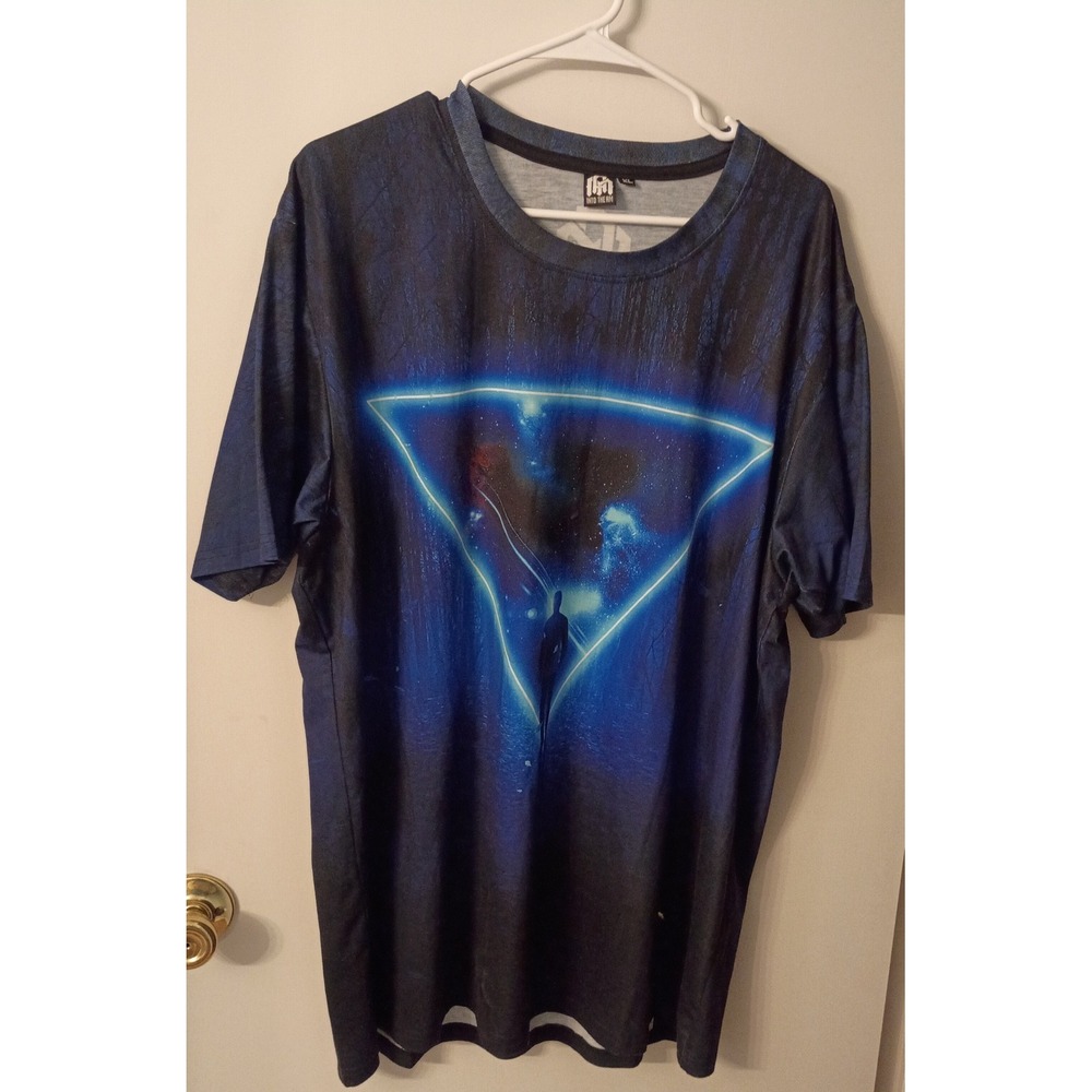 Into The AM Mens XL Graphic Tee Blue Black Space Triangle All Over Print T-Shirt